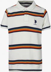 U S Polo Assn Kids Beige Striped Regular Fit Polo T shirt boys