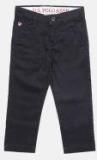 U S Polo Assn Kids Black Regular Fit Solid Regular Trousers Boys