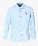 U S Polo Assn Kids Blue Printed Casual Shirt boys