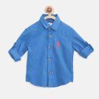 U S Polo Assn Kids Blue Regular Fit Solid Casual Shirt Boys