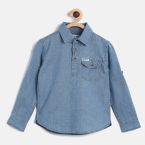 U S Polo Assn Kids Blue Solid Casual Shirt Boys