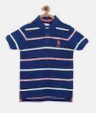 U S Polo Assn Kids Blue Solid Polo Collar T Shirt Boys