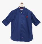 U S Polo Assn Kids Blue Solid Regular Fit Casual Shirt Boys