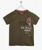 U S Polo Assn Kids Brown Printed Round Neck T Shirt Boys