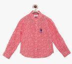 U S Polo Assn Kids Coral Regular Fit Printed Casual Shirt Boys