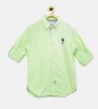 U S Polo Assn Kids Green Solid Regular Fit Casual Shirt Boys