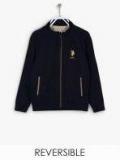 U S Polo Assn Kids Navy Blue & Beige Reversible Winter Jacket Boys