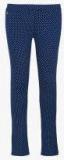 U S Polo Assn Kids Navy Blue Printed Slim Fit Regular Trouser Girls