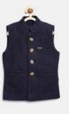 U S Polo Assn Kids Navy Blue Solid Nehru Jacket Boys