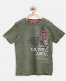 U S Polo Assn Kids Olive Printed Regular Fit T Shirt Boys