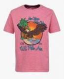 U S Polo Assn Kids Pink Printed Regular Fit T Shirt Boys