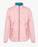 U S Polo Assn Kids Pink Printed Winter Jacket Girls