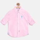 U S Polo Assn Kids Pink Regular Fit Solid Casual Shirt Boys