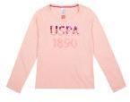 U S Polo Assn Kids Pink Solid Round Neck T Shirt Girls