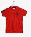 U S Polo Assn Kids Red Solid Polo Collar T Shirt Boys