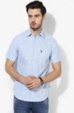 U S Polo Assn Light Blue Printed Regular Fit Casual Shirt men