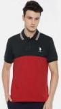 U S Polo Assn Navy Blue And Red Colourblocked Polo Collar T Shirt Men