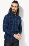 U S Polo Assn Navy Blue Checked Regular Fit Casual Shirt men