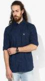 U S Polo Assn Navy Blue Checked Slim Fit Casual Shirt Men