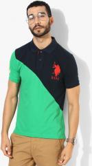 U S Polo Assn Navy Blue Colourblocked Regular Fit Polo T Shirt men