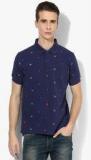 U S Polo Assn Navy Blue Embroidered Slim Fit Polo T Shirt Men