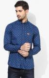 U S Polo Assn Navy Blue Printed Regular Fit Casual Shirt men