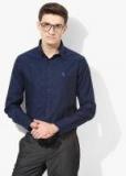 U S Polo Assn Navy Blue Printed Slim Fit Formal Shirt Men