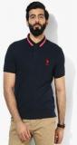 U S Polo Assn Navy Blue Solid Regular Fit Polo T Shirt men