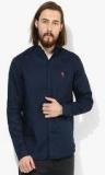 U S Polo Assn Navy Blue Solid Slim Fit Casual Shirt men