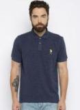 U S Polo Assn Navy Blue Textured Regular Fit Polo T Shirt Men