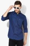 U S Polo Assn Navy Blue Textured Slim Fit Formal Shirt Men