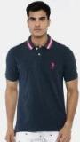 U S Polo Assn Navy Solid Polo Collar T Shirt Men