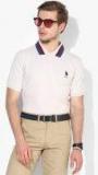 U S Polo Assn Off White Solid Polo Collar T shirt men