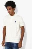 U S Polo Assn Off White Striped Regular Fit Round Neck T Shirt men