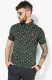 U S Polo Assn Olive Printed Regular Fit Polo T Shirt Men