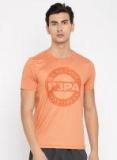 U S Polo Assn Orange Printed Round Neck T Shirt Men