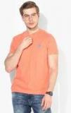 U S Polo Assn Orange Solid Henley Neck T Shirt Men