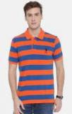 U S Polo Assn Orange Striped Polo Collar Tshirt Men