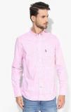 U S Polo Assn Pink Checked Regular Fit Casual Shirt men