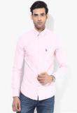 U S Polo Assn Pink Solid Slim Fit Casual Shirt men