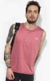 U S Polo Assn Pink Textured Regular Fit Round Neck T Shirt men