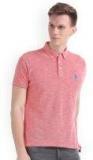 U S Polo Assn Red Self Design Polo Collar T Shirt Men