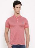 U S Polo Assn Red Striped Polo Collar Tshirt Men