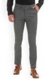 U S Polo Assn Tailored Grey Slim Fit Self Design Formal Trouser Men