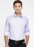 U S Polo Assn Tailored Lavender & White Tailored Fit Checked Semiformal Shirt Men