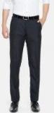 U S Polo Assn Tailored Navy Blue Tailored Slim Fit Self Design Formal Trouser Men