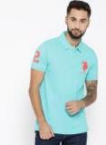 U S Polo Assn Turquoise Blue Solid Polo Collar T Shirt Men