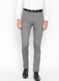 U S Polo Assn U.S. Polo Assn. Men Grey Slim Fit Self Design Formal Trousers Men