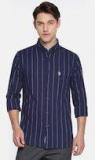 U S Polo Assn U.S. Polo Assn. Men Navy Blue & White Striped Casual Shirt men