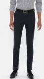 U S Polo Assn U.S. Polo Assn. Men Navy Blue Super Slim Fit Solid Formal Trousers Men